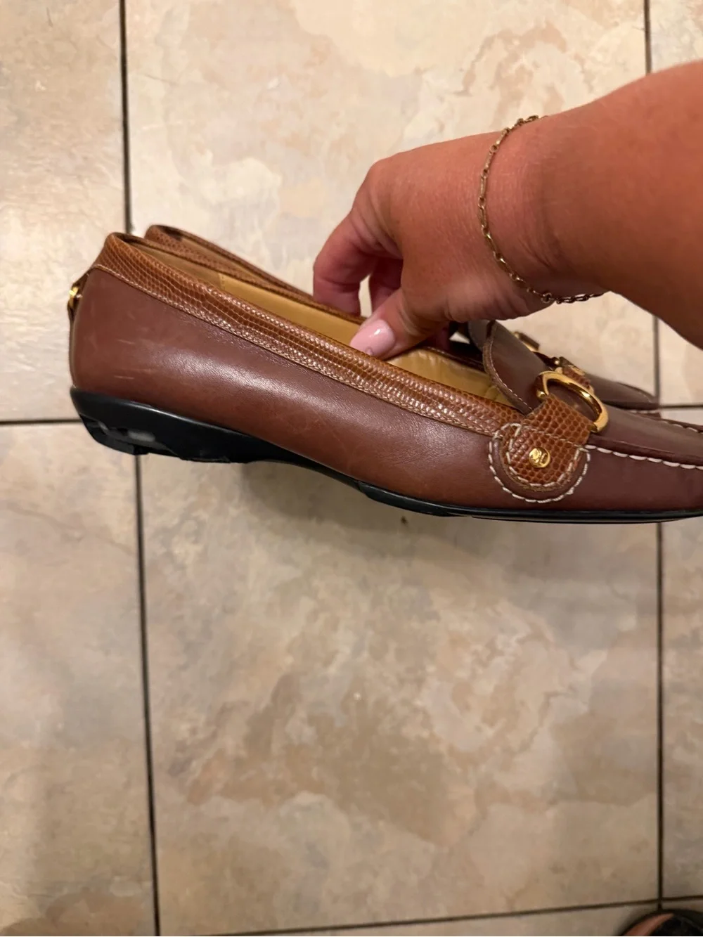 Cole Haan Women's Brown Leather Horsebit Loafers